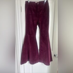 We The Free Size 28 Super Flare Wine Color Velvet Pants Free People Bell Bottom
